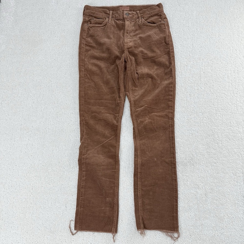 MOTHER Rise Dazzler Ankle‎ Fray Womens 26 Monks Robe Brown Corduroy Jeans $278
